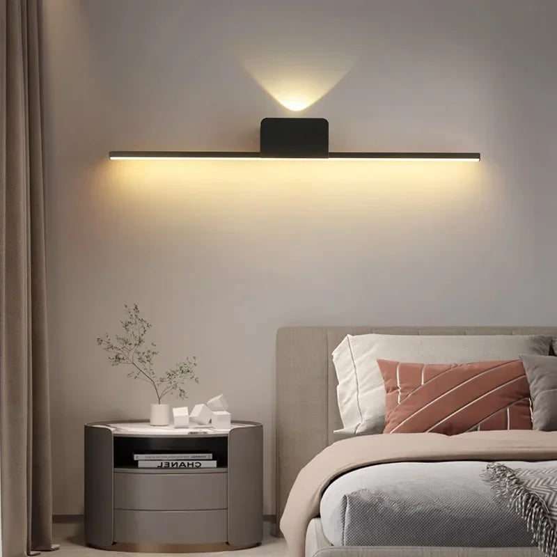 LED Wall Sconce — Long Strip Bedside Wall Light, Touch Switch, Modern Indoor, Living Room Corridor