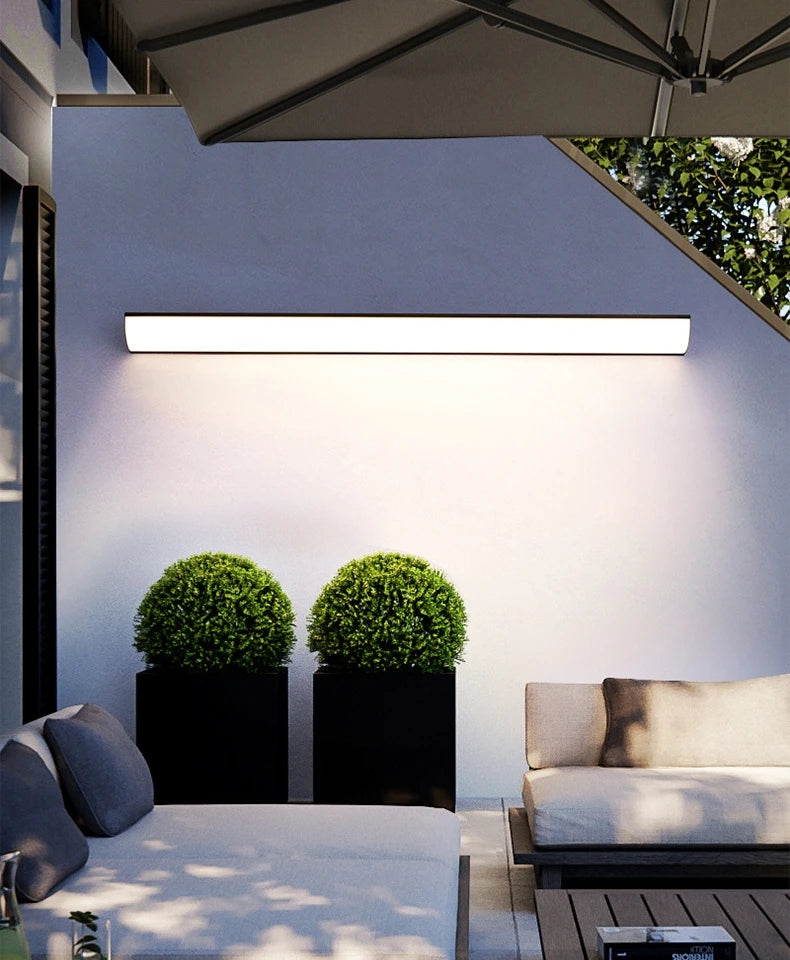 Outdoor Wall Sconce — Long Strip Minimalist Wall Light, IP65 Waterproof, Porch Garden Villa