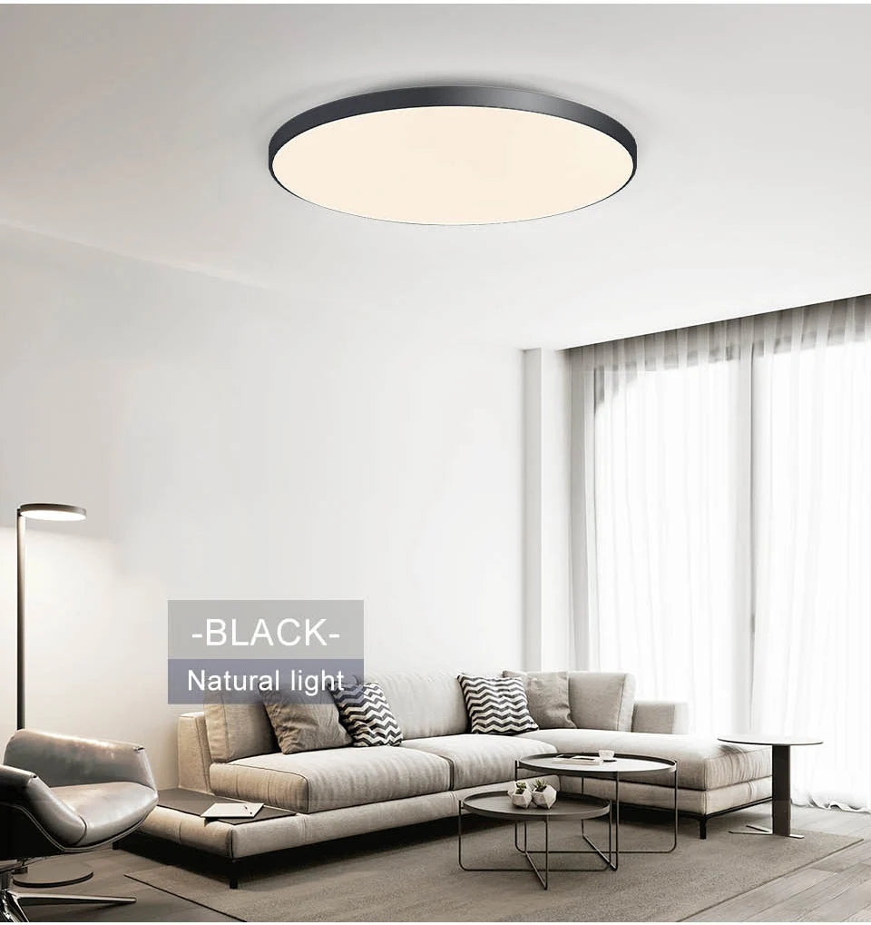 LED Ceiling Light — Smart Dimmable App Remote Control, 3000–6000K, Black White, Bedroom Living Room