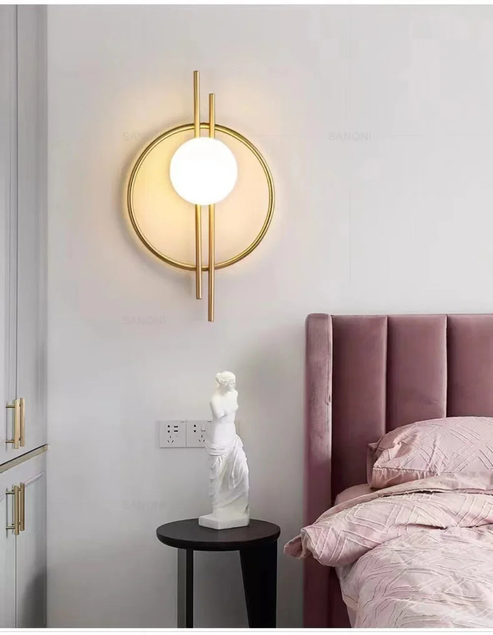 Wall Sconce — Up Down Frosted Glass Wall Light, Touch Switch, Bedroom Living Room Hallway