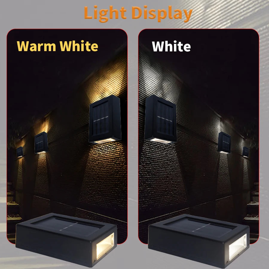 Solar Up Down Wall Washer Light Outdoor — IP65 Waterproof, Auto Dusk to Dawn, Garden Porch