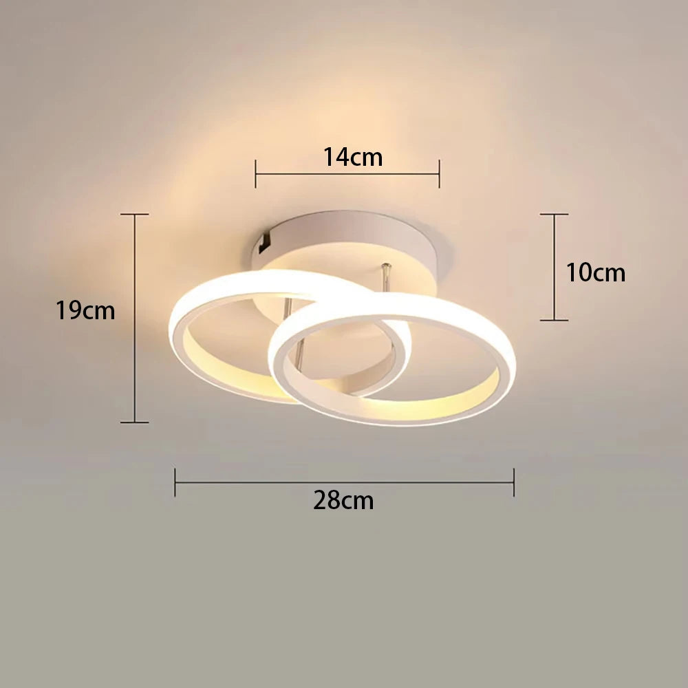 LED Ceiling Light — 2-Ring Modern Flush Mount, Dimmable, Hallway Office Bedroom