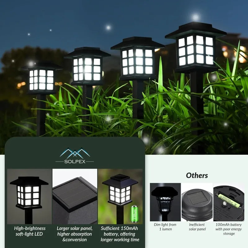 Solar Pathway Lights 2-Pack — Waterproof Outdoor Garden Stake Lights, Walkway Driveway Yard