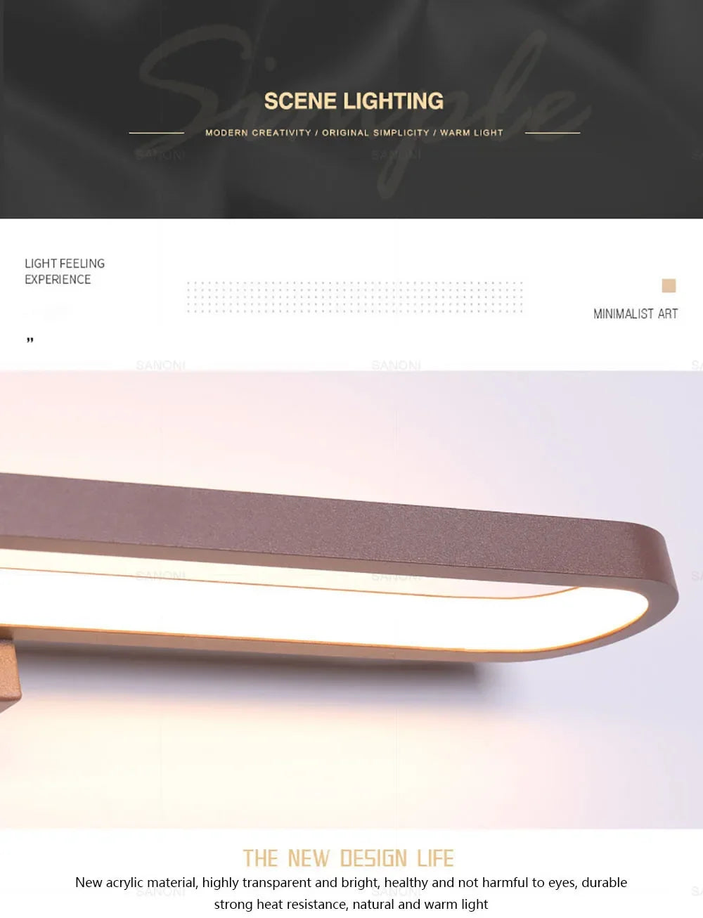 Bathroom Vanity Wall Light — Dimmable Mirror Light, Aluminum, Modern Bathroom Fixture