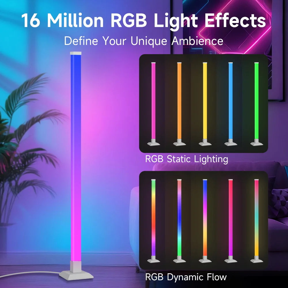Floor Lamp — Dimmable USB Gooseneck Standing Light, RGB & White, Bedroom Living Room