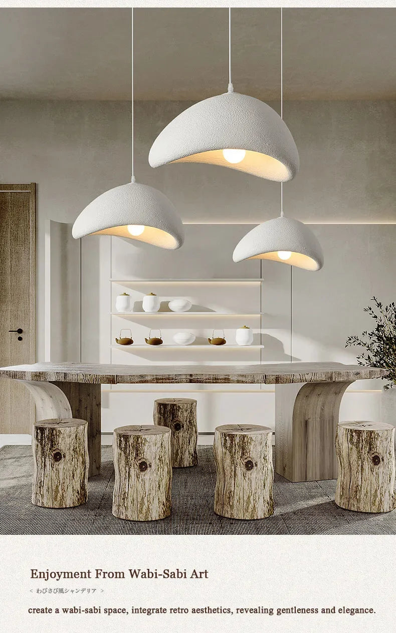 Pendant Chandelier — Nordic Wabi Sabi Hanging Lamp, Handmade, Living Room Bedroom Dining Room