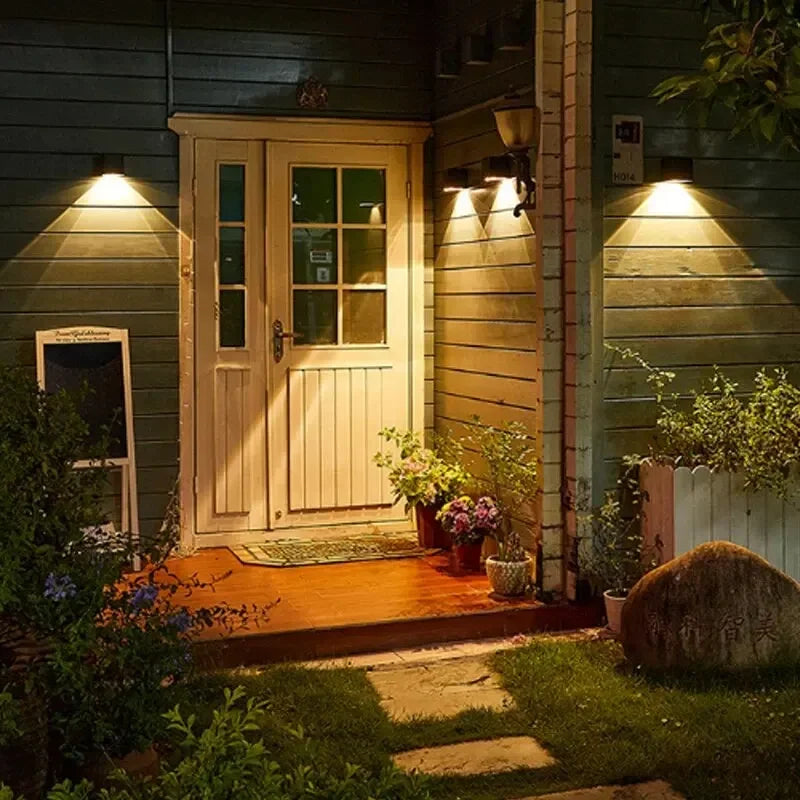 Solar Wall Sconce — Square Outdoor Garden Light, Warm White RGB, IP Waterproof, Porch Fence