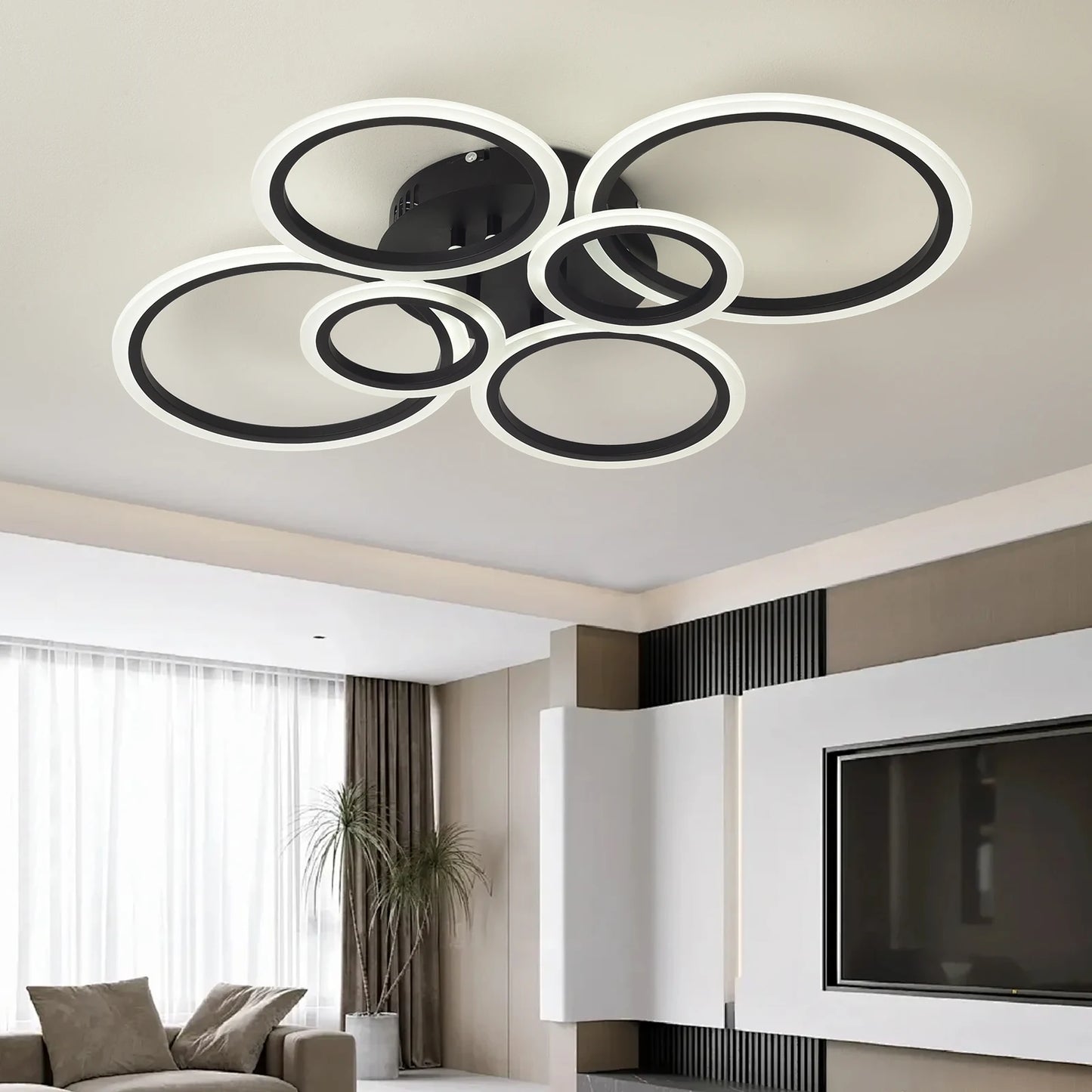 LED Ceiling Chandelier — Dimmable Modern Flush Mount, Living Room Bedroom Study Dining Room