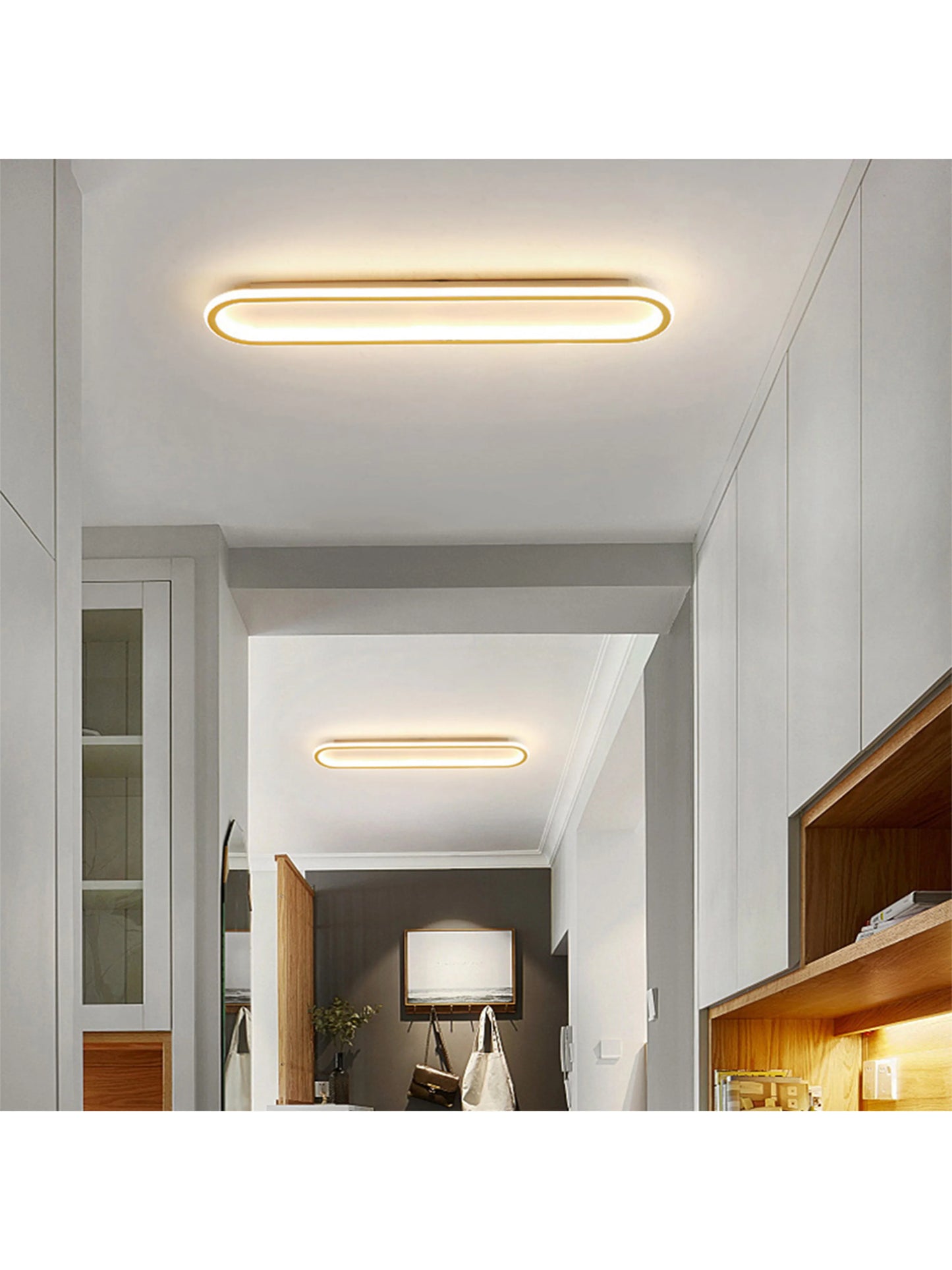 LED Ceiling Light — Linear Geometric Strip, 16/24/31in, Black, Kitchen Bedroom Restaurant