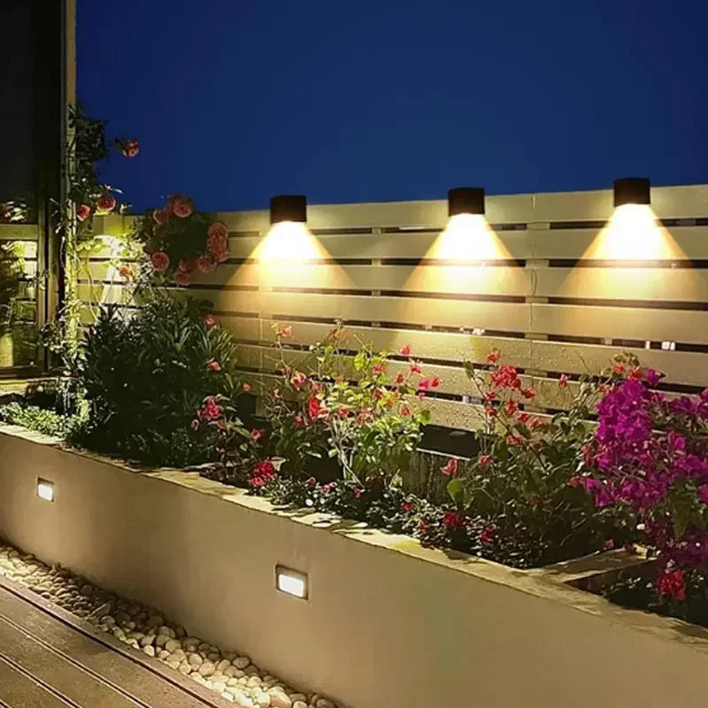 Solar Wall Sconce — Square Outdoor Garden Light, Warm White RGB, IP Waterproof, Porch Fence