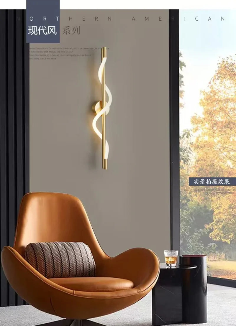 LED Wall Sconce — Italian Minimalist Bedside Lamp, Black Gold White, Living Room Corridor