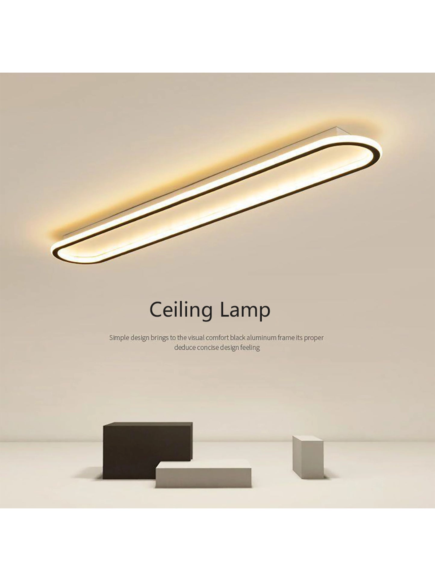 LED Ceiling Light — Linear Geometric Strip, 16/24/31in, Black, Kitchen Bedroom Restaurant