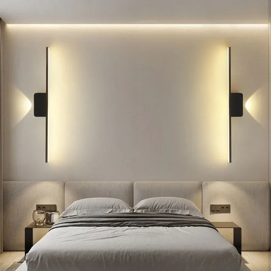 LED Wall Sconce — Long Strip Bedside Wall Light, Touch Switch, Modern Indoor, Living Room Corridor