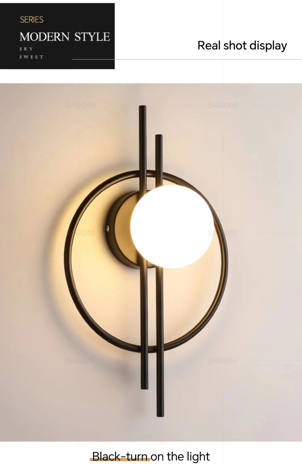 Wall Sconce — Up Down Frosted Glass Wall Light, Touch Switch, Bedroom Living Room Hallway