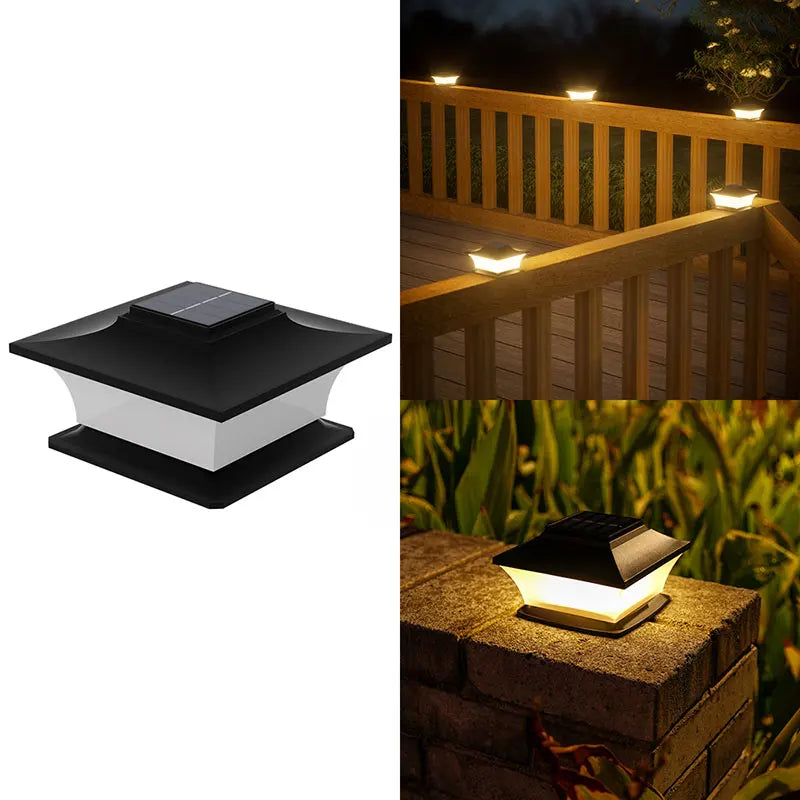 Solar Post Cap Light — Auto On/Off Outdoor Landscape Light, Garden Pathway Fence Patio