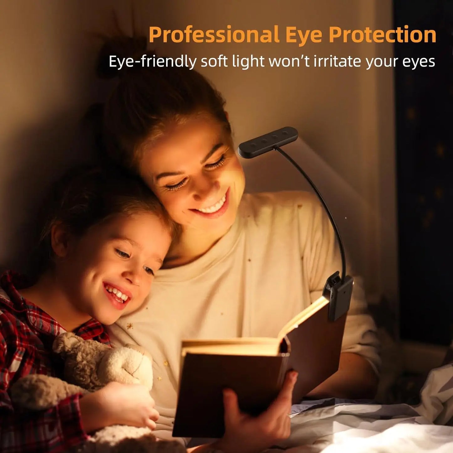 LED Book Light — USB Rechargeable, 3 Color Temps, Flexible Clip, Portable Reading Lamp