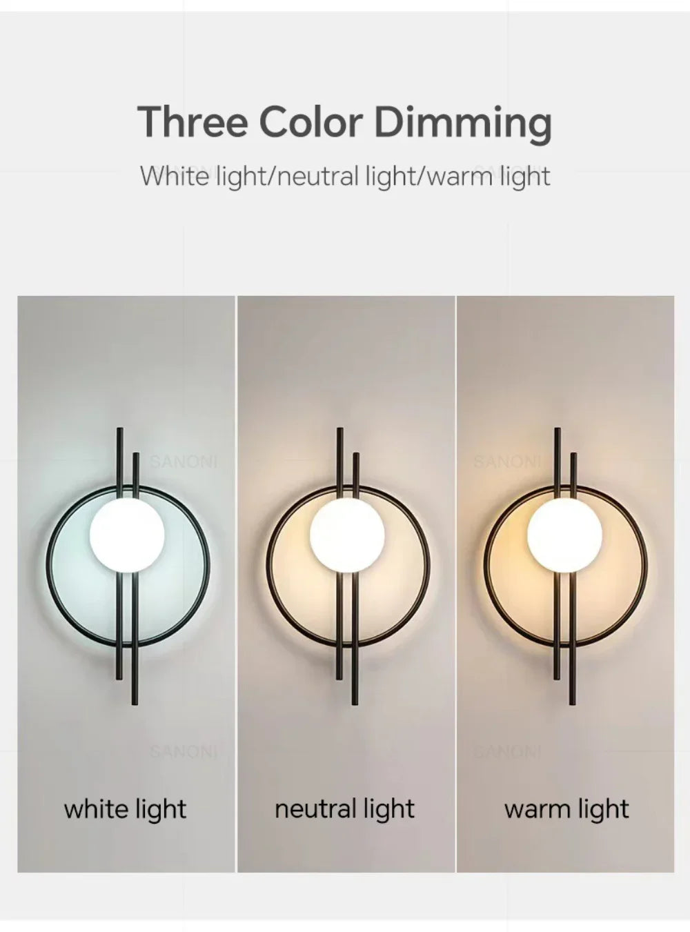 Wall Sconce — Up Down Frosted Glass Wall Light, Touch Switch, Bedroom Living Room Hallway