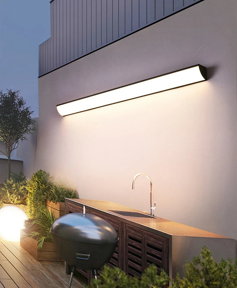 Outdoor Wall Sconce — Long Strip Minimalist Wall Light, IP65 Waterproof, Porch Garden Villa
