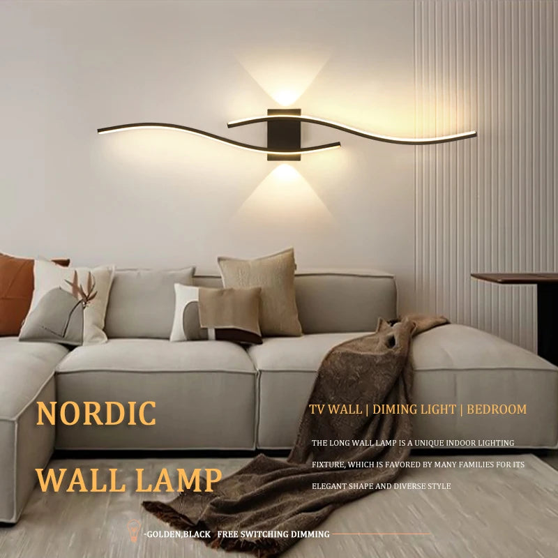 Modern LED Wall Lamp — Aluminum, 3 Color Temps, Dimmable, Living Room Bedroom TV Wall Fixture