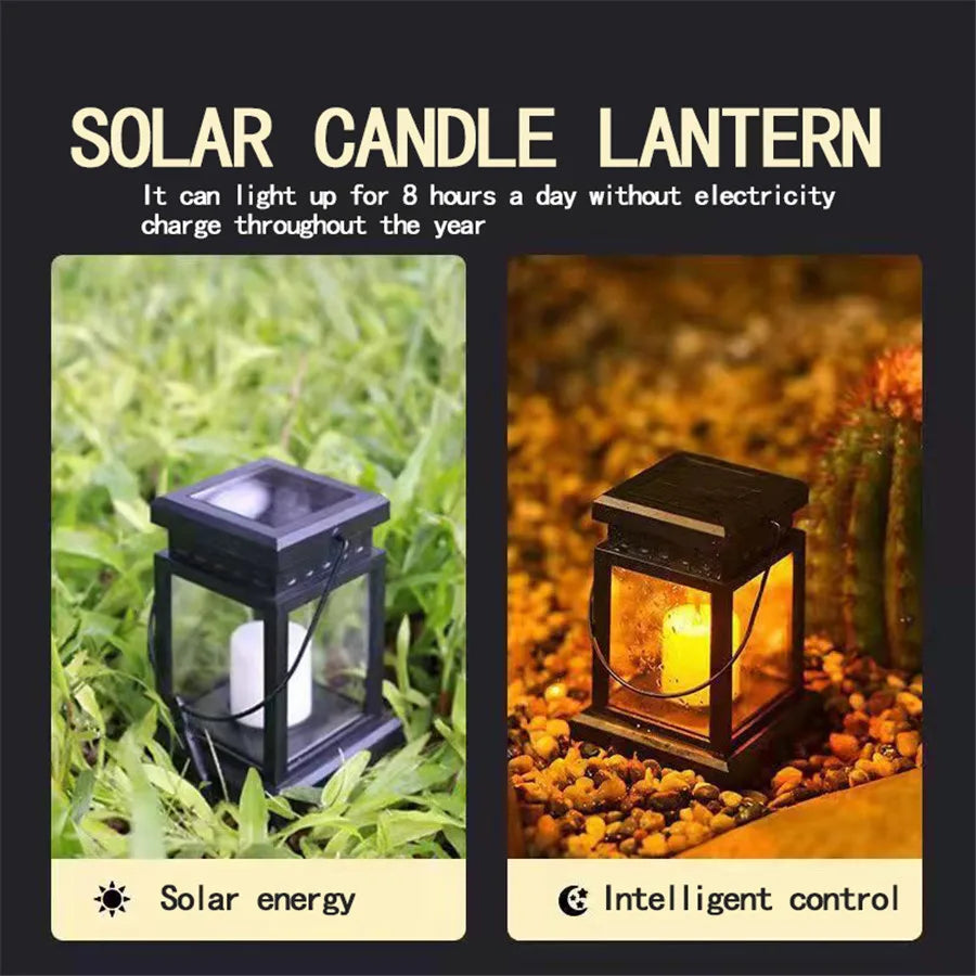 Solar Candle Lantern — Outdoor Hanging Garden Light, Waterproof, Patio Yard Lawn Decor