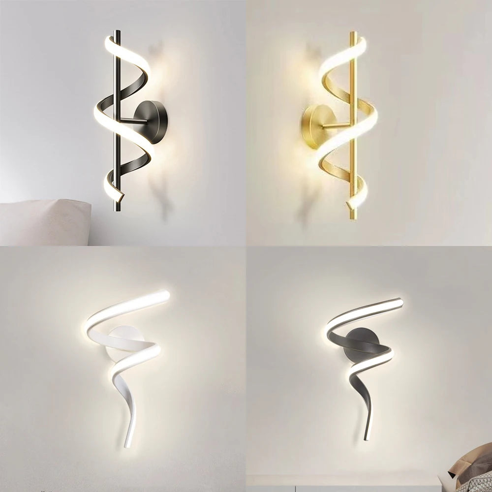 Wall Sconce — Spiral Acrylic Up Down Wall Light, 12W Tricolor, Bedroom Living Room Corridor
