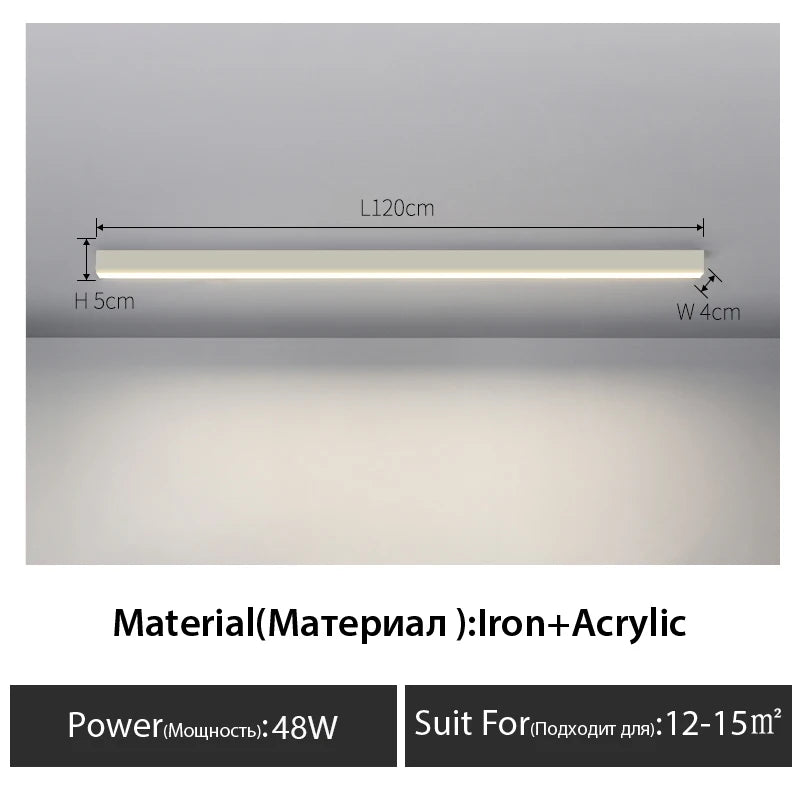 LED Ceiling Light — Linear Strip Flush Mount, Dimmable Remote, Black, Kitchen Dining Bedroom