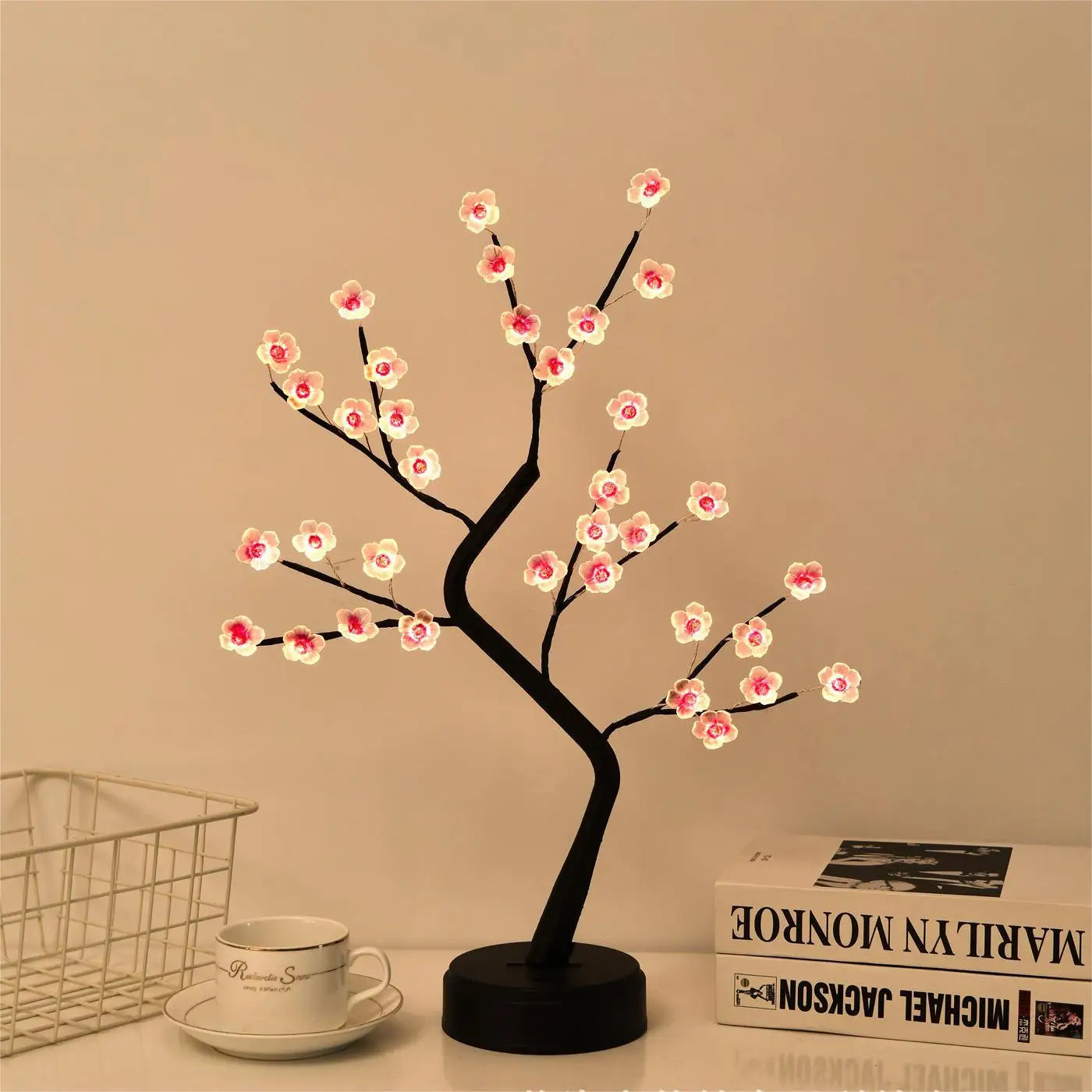 LED Tabletop Tree Lamp — DIY Bendable Branches, Warm White, USB or Battery Powered