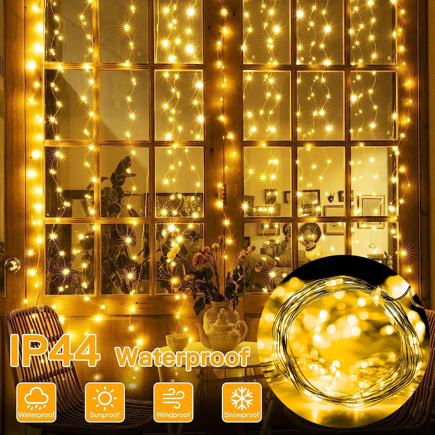 LED Fairy String Curtain Lights — 8 Mode Remote Control, USB, Bedroom Holiday Decor