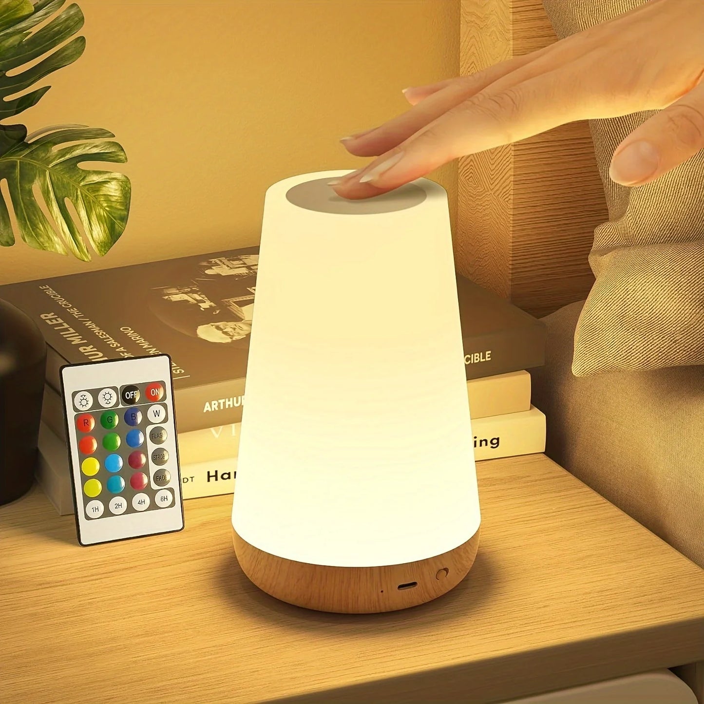 RGB LED Night Light — 13 Colors, Touch & Remote Control, Dimmable, USB Rechargeable, Bedside Lamp