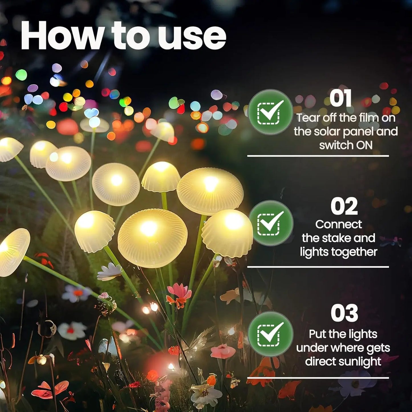 Solar Mushroom Garden Lights — Waterproof Outdoor Lawn Pathway Lights, Yard Patio Decor
