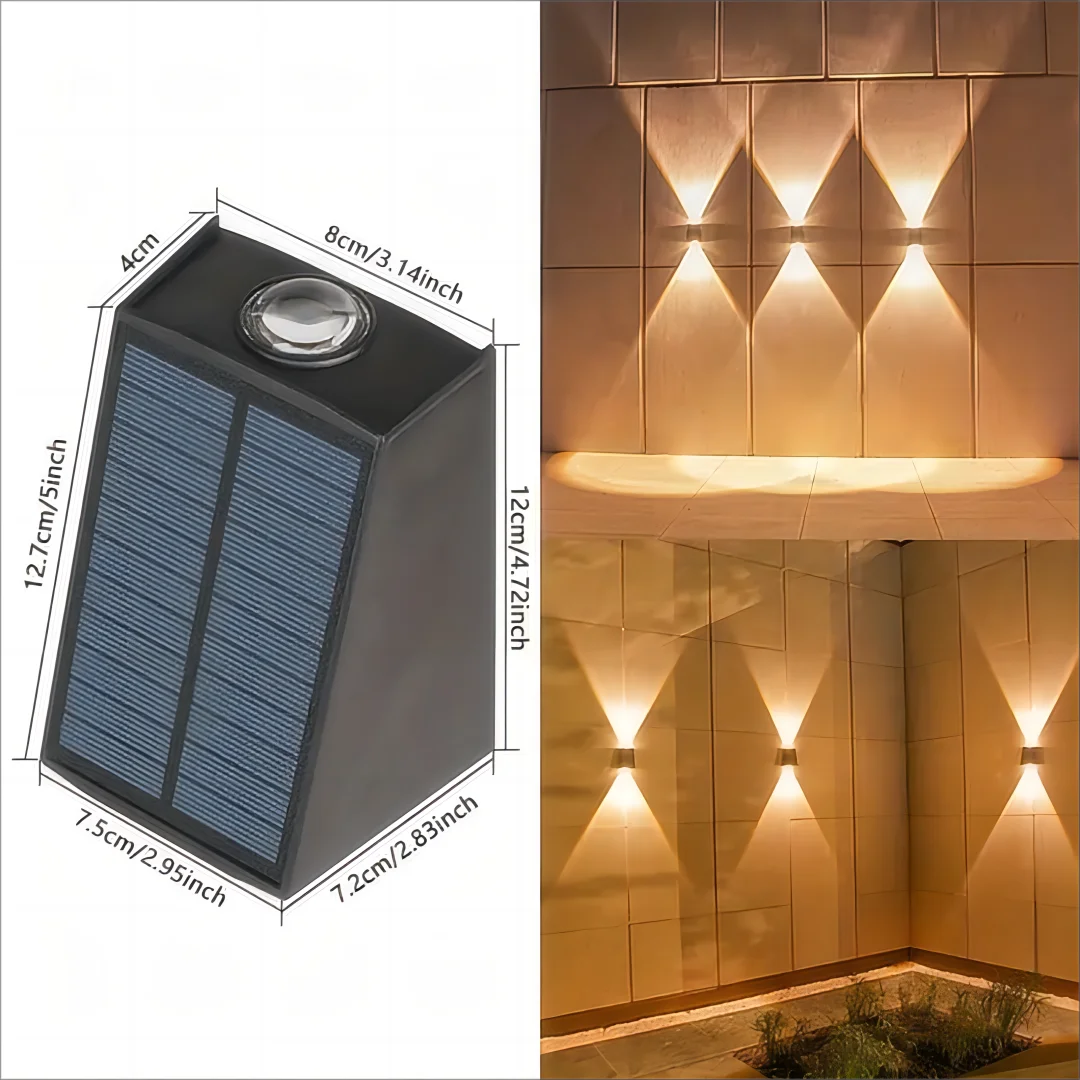 Solar Outdoor Wall Light — Up Down Garden Sconce, Waterproof Villa Patio Yard Atmosphere Light