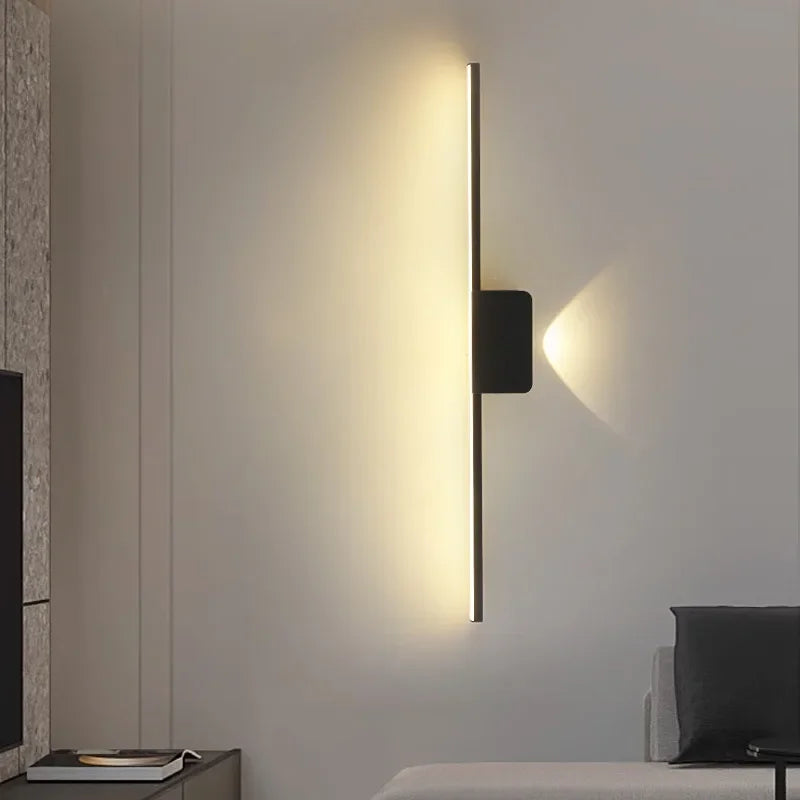 LED Wall Sconce — Long Strip Bedside Wall Light, Touch Switch, Modern Indoor, Living Room Corridor