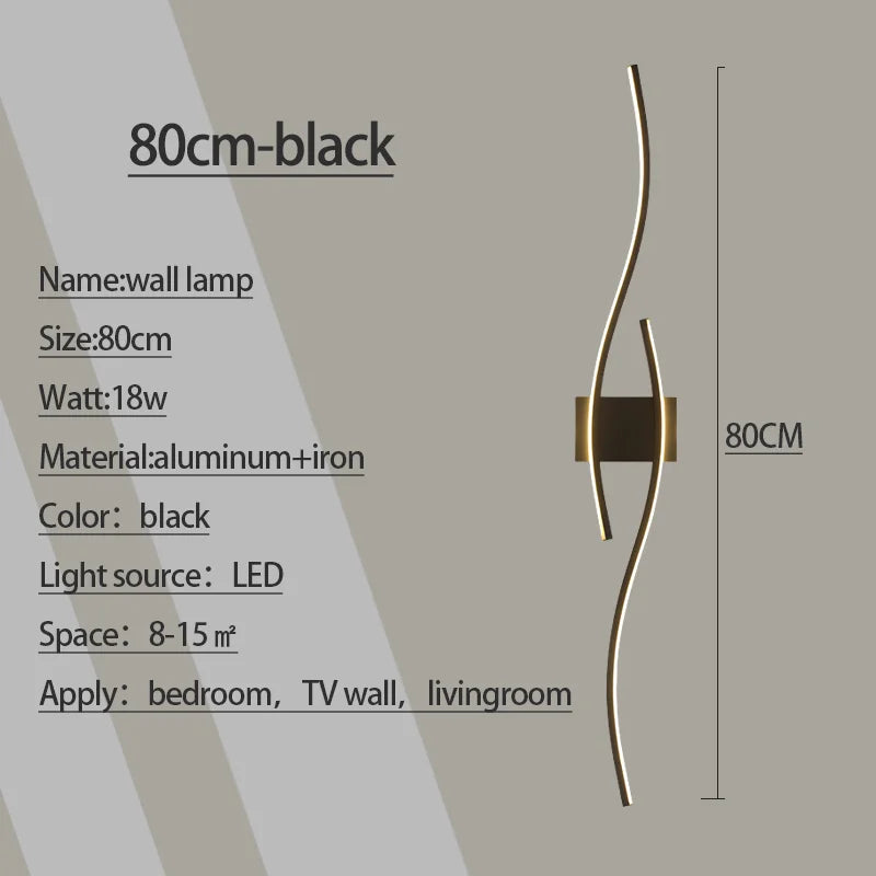 Modern LED Wall Lamp — Aluminum, 3 Color Temps, Dimmable, Living Room Bedroom TV Wall Fixture