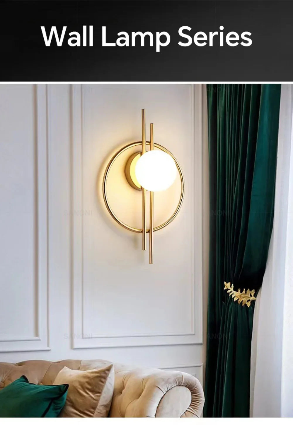 Wall Sconce — Up Down Frosted Glass Wall Light, Touch Switch, Bedroom Living Room Hallway
