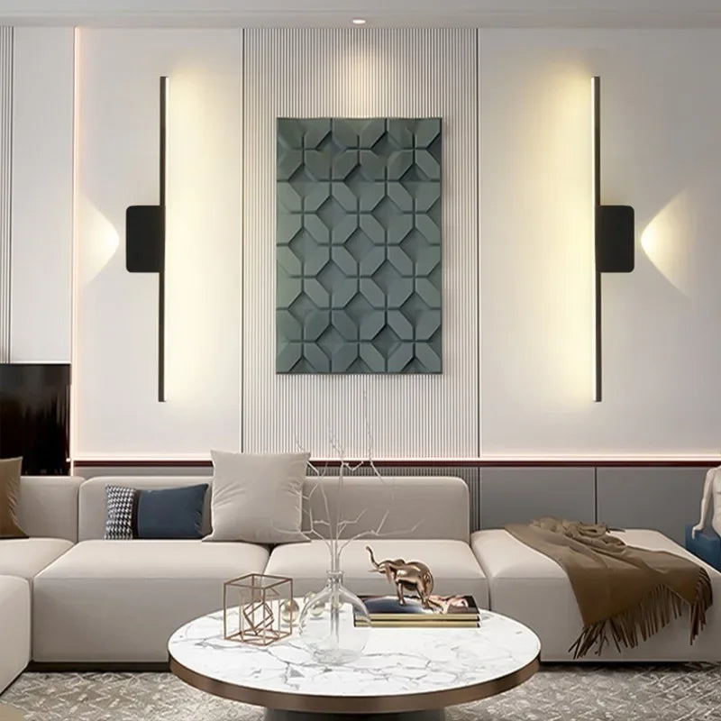 LED Wall Sconce — Long Strip Bedside Wall Light, Touch Switch, Modern Indoor, Living Room Corridor