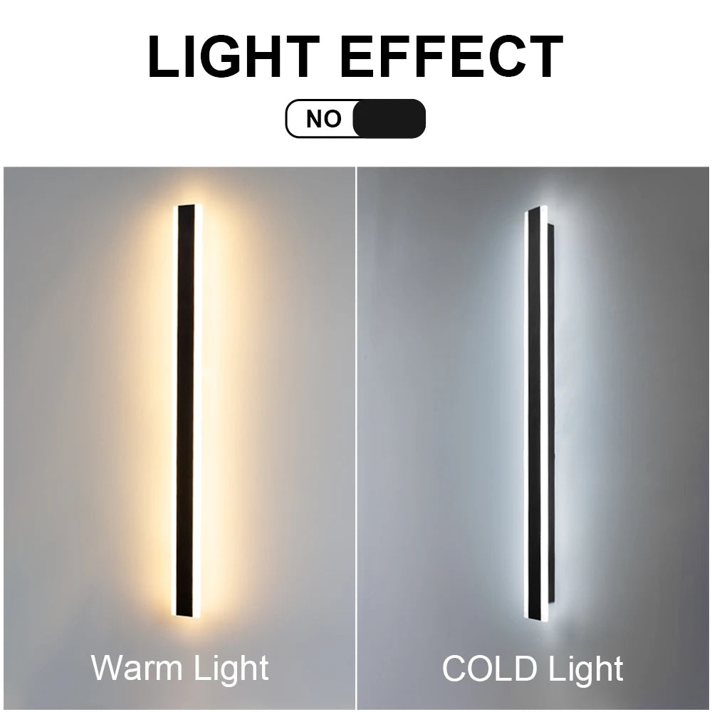 LED Outdoor Long Wall Light IP65 Waterproof — Aluminum Bar Sconce, Villa Porch Garden