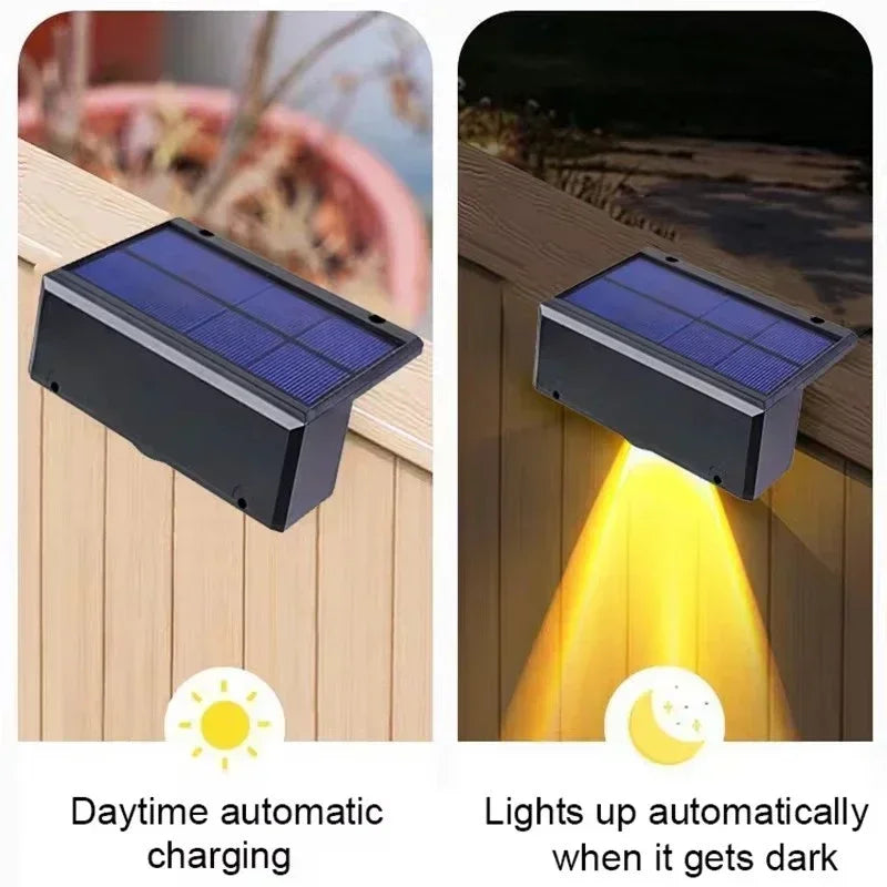 Solar Wall Lights Outdoor — IP65 Waterproof, Garden Fence Stair Pathway Step Lighting