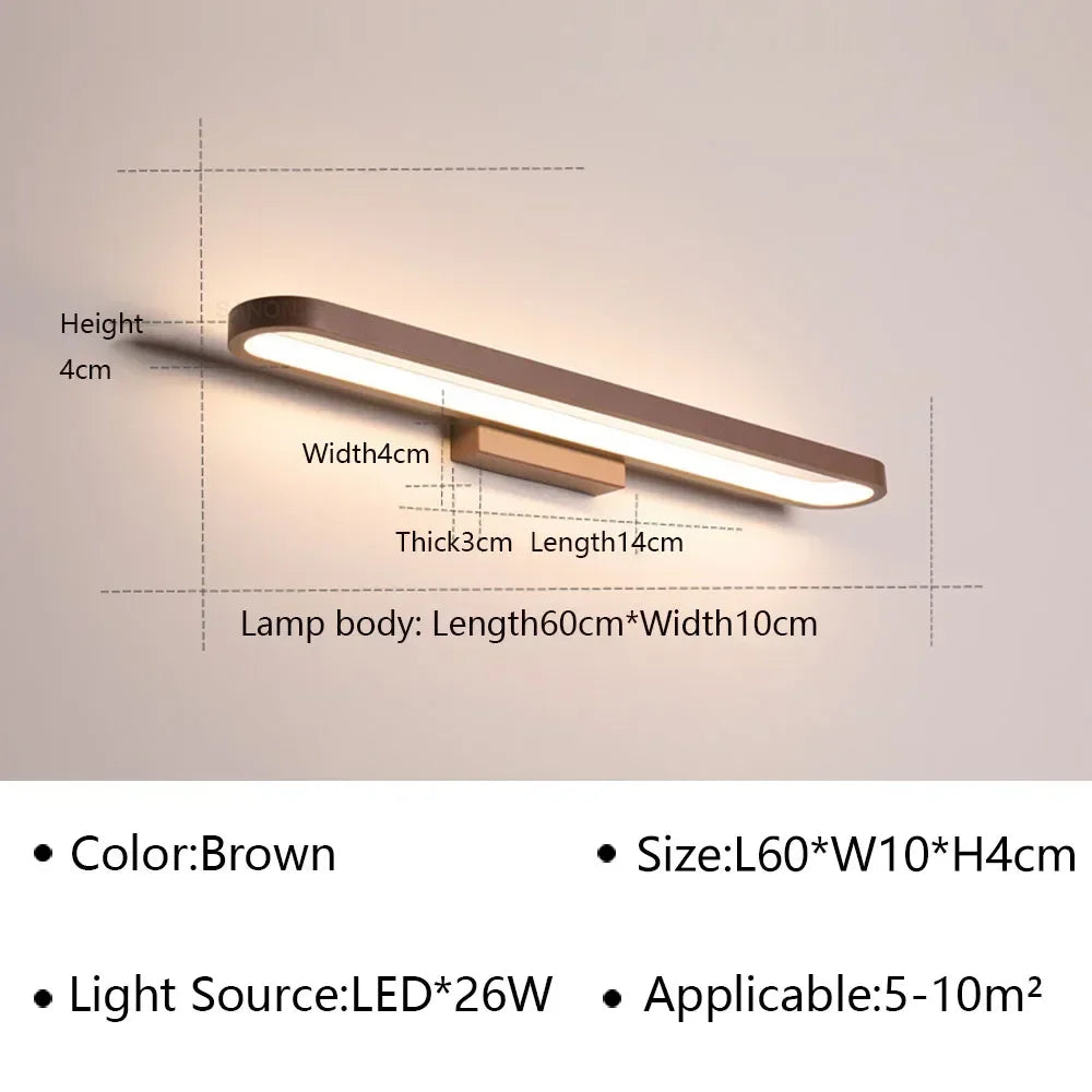 Bathroom Vanity Wall Light — Dimmable Mirror Light, Aluminum, Modern Bathroom Fixture