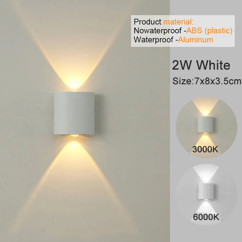 Aluminum Wall Sconce — Up Down Indoor Outdoor Wall Light, Black White, Hallway Bedroom Living Room