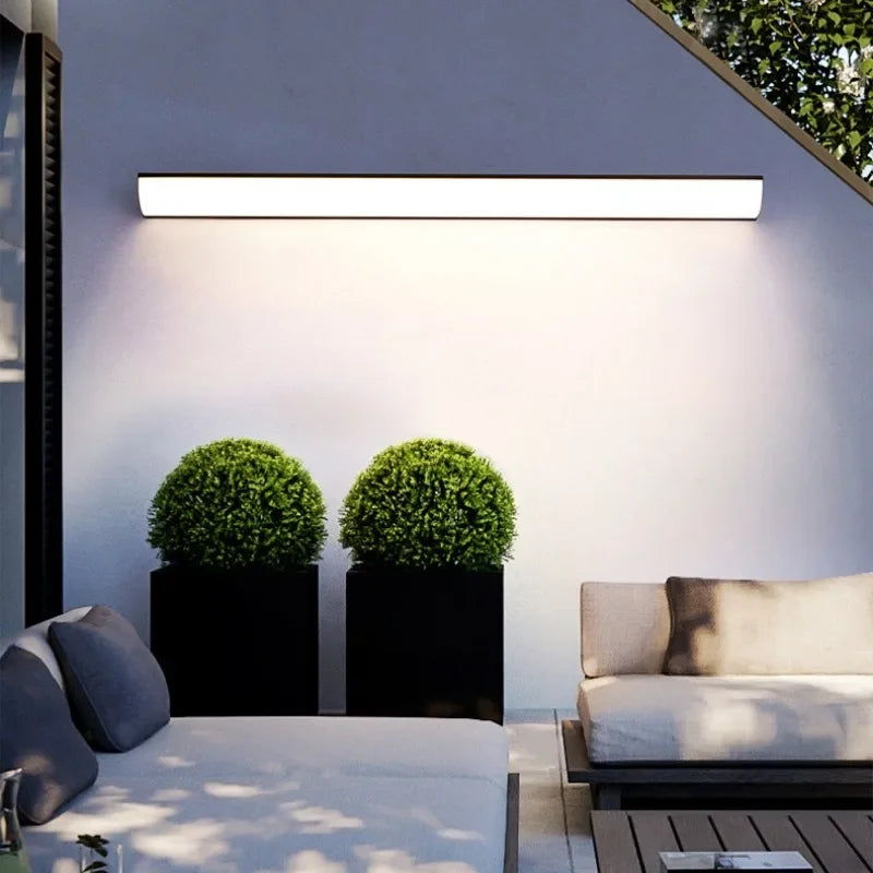 Outdoor Wall Sconce — Long Strip Minimalist Wall Light, IP65 Waterproof, Porch Garden Villa