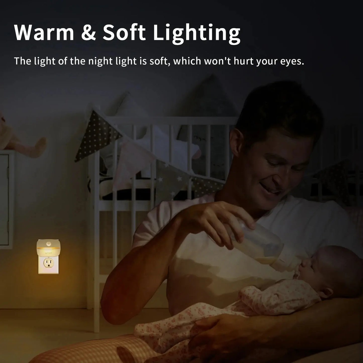 LED Plug-In Motion Sensor Night Light — Auto On/Off, 3 Color Modes, US/EU Plug, Bedroom Hallway