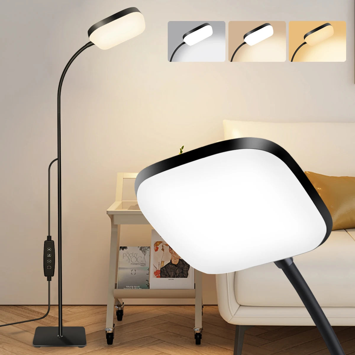 Floor Lamp — 18W Dimmable Gooseneck Reading Light, 2-in-1 Floor & Table Lamp, Adjustable