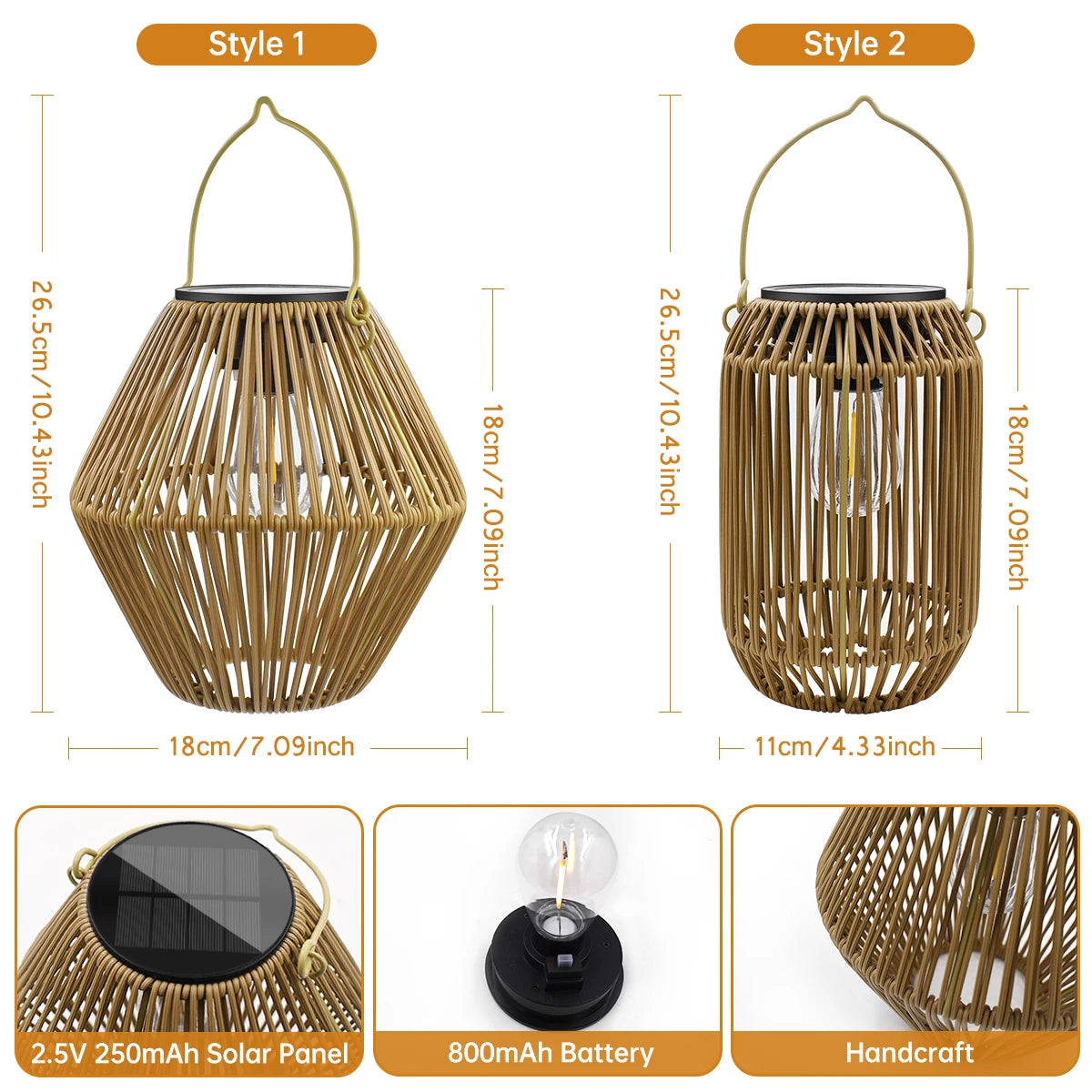 Solar Hanging Lantern — Waterproof Boho Woven Rattan Garden Light, Outdoor Patio Yard Decor