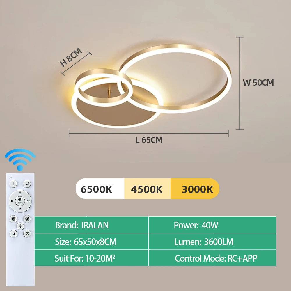 LED Ceiling Chandelier — Infinite Dimming 3-Color Remote Control, Multi-Head, Living Room Bedroom