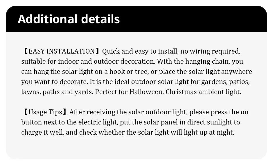 Solar Hanging Lantern — Decorative Outdoor Metal Fairy Light, Waterproof, Garden Patio Yard