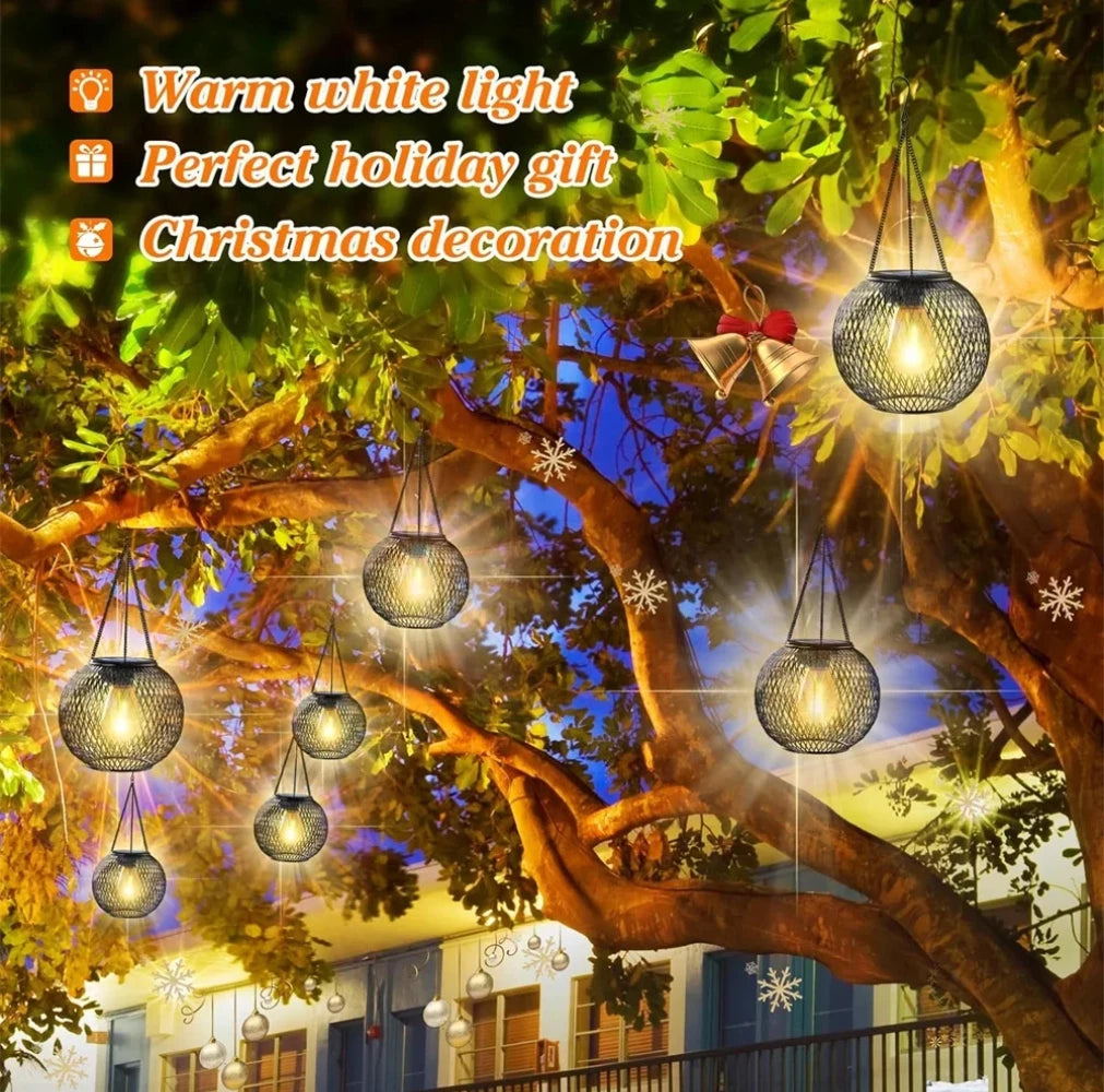 Solar Hanging Lantern — Decorative Outdoor Metal Fairy Light, Waterproof, Garden Patio Yard