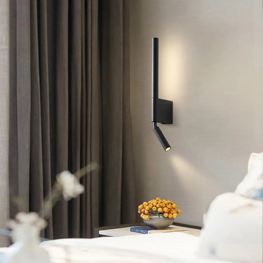 LED Wall Sconce — Adjustable Rotating Bedside Wall Light, Dimmable, Black White, Modern Indoor