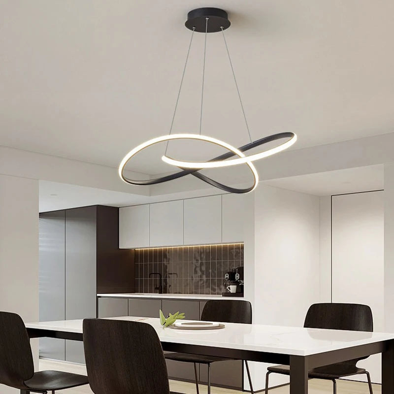 LED Ceiling Chandelier — 48W Dimmable 3-Color Semi Flush Mount, Dining Room Bedroom Living Room