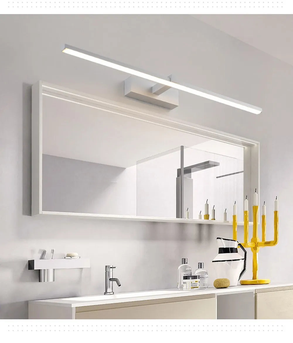 Bathroom Vanity Mirror Wall Light — Touch Switch, Slim Aluminum, Makeup Light, Black White