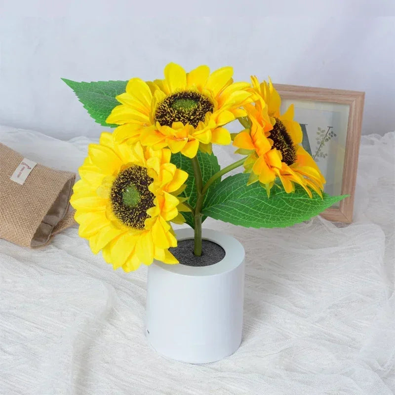 LED Sunflower Night Light — Rechargeable, Bedside Desk Lamp, Bedroom Decoration Table Light
